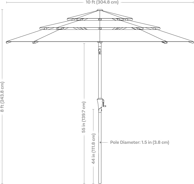 Sunnydaze Outdoor Umbrella for Patio - Vented 3-Tier Outdoor Patio Umbrella - Wind-Resistant, Tilt and Crank - For Pool, Garden, or Yard