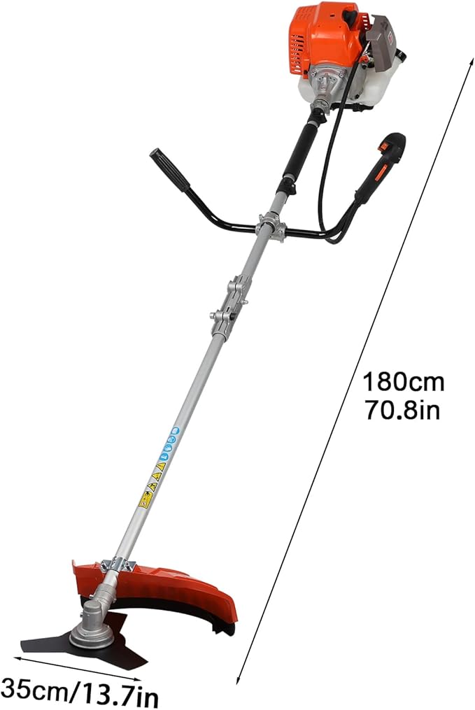 Lawn Mower, Gas String Trimmer, 52cc Weed Wacker Gas Powered, 2 in 1 Cordless Hedge Trimmer, 2-Stroke Brush Cutter, Handheld Weed Eater, Plastic Handle & Shoulder Strap Included (Orange)
