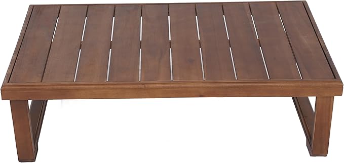 Christopher Knight Home Olaf 4 Pieces Outdoor Conversation Set, Acacia Wood Chat Set, Rectangular Coffee Table and Patio Loveseat with 2 Club Chairs, Patio Furniture Set with Cushion, Beige+Mocha