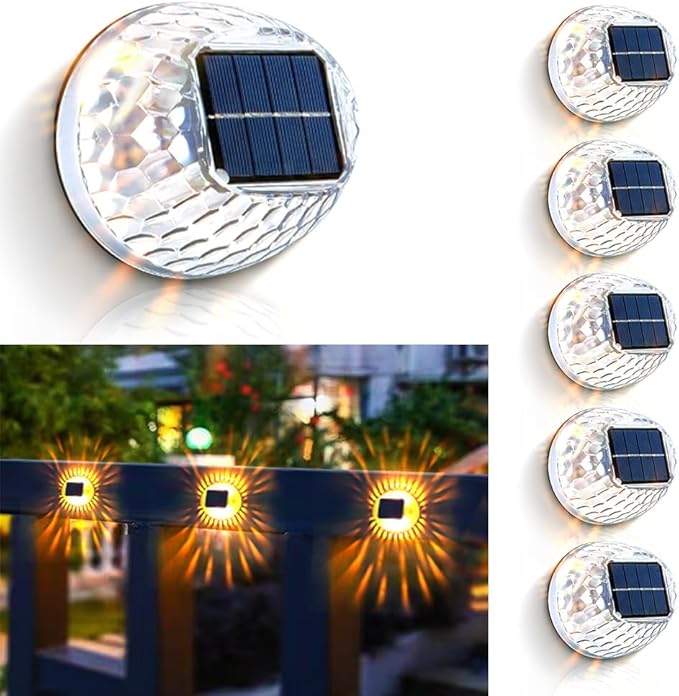 Solar Atmosphere Solar Lights for Outside, IPX4 Waterproof Decor Light for Backyard/Railing/Step/Patio/Stair Railings and Wall (6 Pack)
