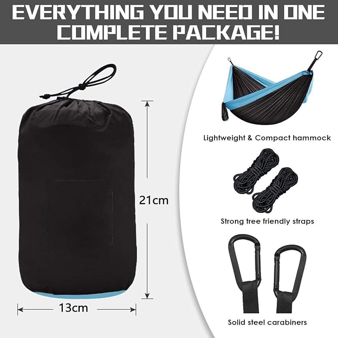 Travel Double Hammock Swing, Portable Camping Hammock with Straps and Carabiner, Lightweight Nylon Parachute Hammocks, for Beach Patio Hiking (Color : A, Size : 270x140cm)