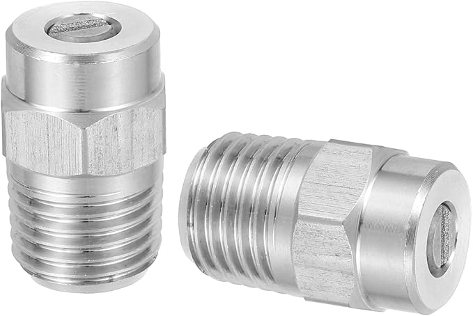 uxcell 2Pcs Pressure Washer Nozzle, Stainless Steel Thread Nozzles Tips, Universal Replacement for Undercarriage Cleaner Water Broom, 1/4 Inch NPT Male, 15 Degree 065 Orifice