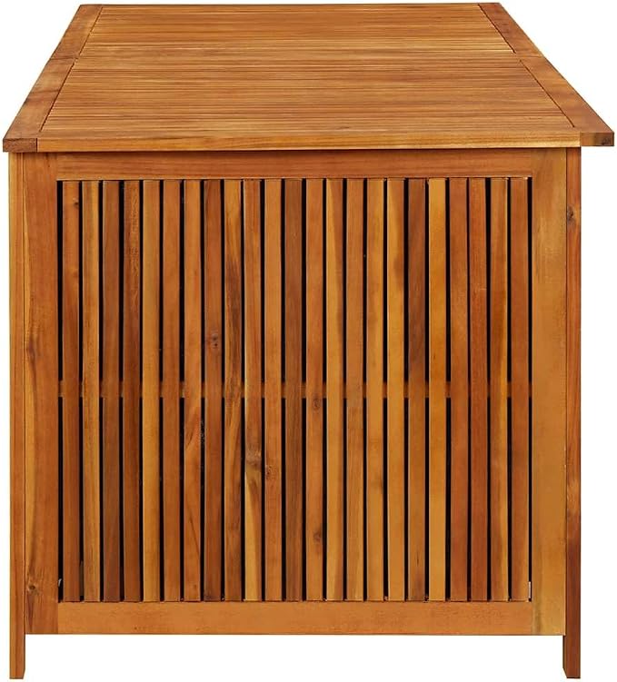 68.9 x 31.5 x 29.5 in Brown Acacia Wood Outdoor Storage Box with Zippered Inner Bag, Oiled Finish Patio Chest, Decorative Storage Bench for Garden, Deck, Hallway