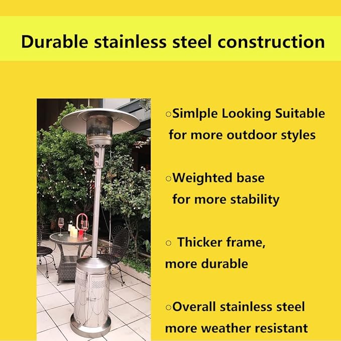 Gas Patio Heater with Wheels And Cover，48,000 BTU of Outdoor Portable LP Propane Commercial Heater ，automatically shuts off gas flow,with CSA Certified for Garden
