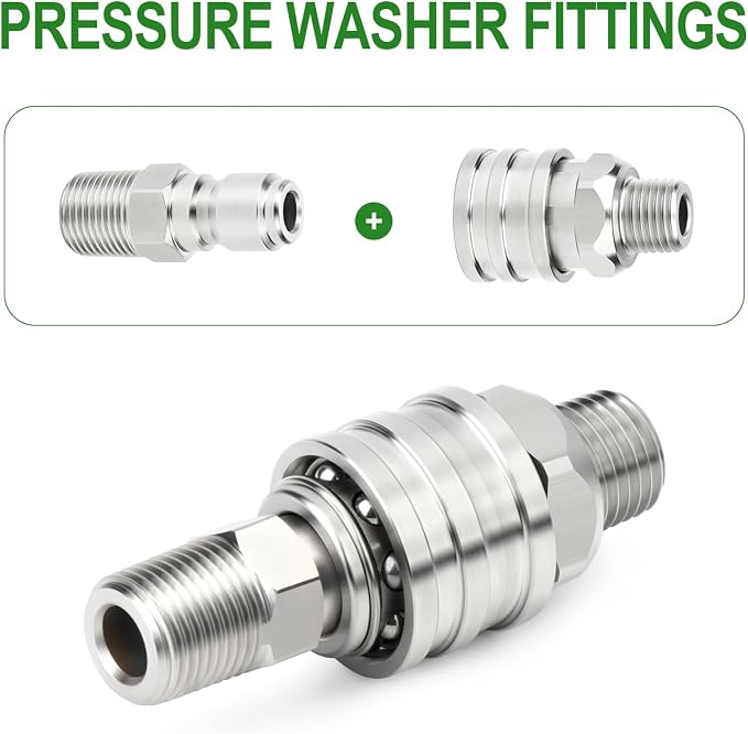 TAISHER 2PCS 304 Stainless Steel 1/4" Female NPT High Pressure Washer Quick Connect Coupler for Pressure Washing Gun Hose Accessories