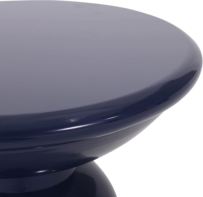 Merax Iron Patio Side Table 15"x21" Modern Art Design Weather Resistant End Table for Indoor Outdoor Patio Backyard Pool (Navy Blue)