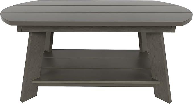 WestinTrends Tuscany Outdoor Coffee Table, All Weather HIPS 2 Tier Patio Adirondack Coffee Table, Charcoal Gray