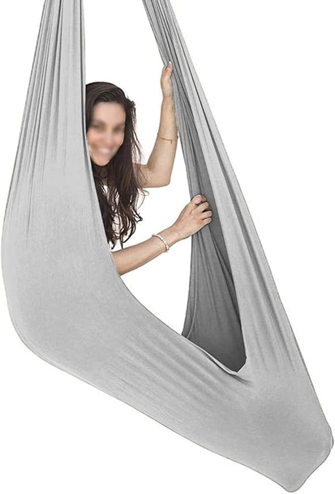 Kids Adult Sensory Swing Therapy Hanging Hammock Indoor Cuddle Hammock for Children Sensory Integration Outdoor Camping (Color : Gray, Size : 100 x 280 cm)