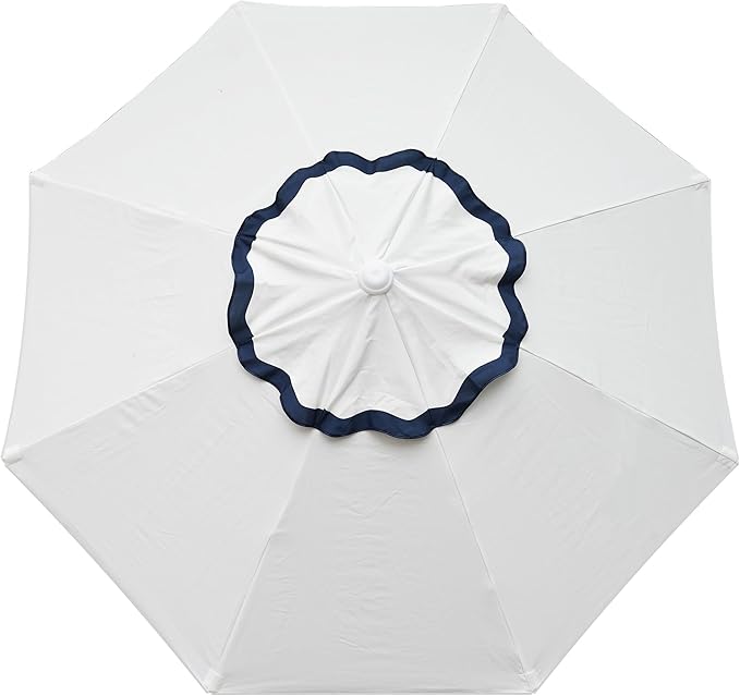 AMMSUN 7.8ft Seashore Umbrella, Outdoor Umbrella, Boho Beach & Patio Umbrella with UV 50+ Air Vent Ash Wood Pole Carry Bag & Water-Resistant Canvas (Rivulet Blue)