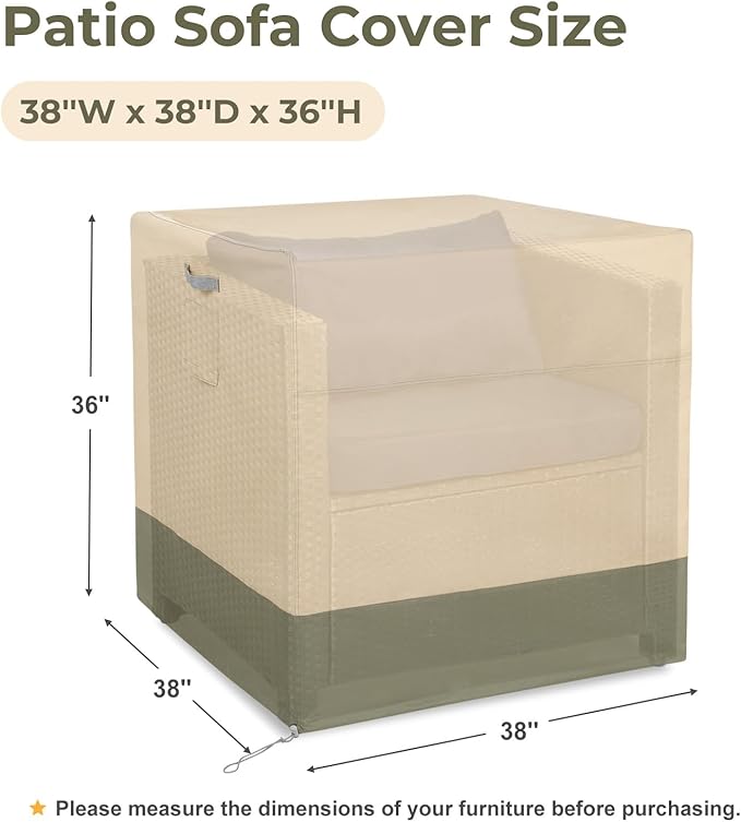 BPS Patio Cube Chair Cover for 1 Seater Garden Rattan Cube Chair or Wicker Single Cube Sofa, 600D Waterproof Oxford Outdoor Furniture Cover, 38''W x 38''D x 36''H