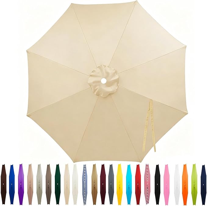 Outdoor Patio Umbrella Replacement Canopy 7.5ft/9ft/10ft/11ft 6/8 Ribs, Cantilever Offset Patio Umbrella Fabric Cover Resistant Waterproof Shade for Table Pool