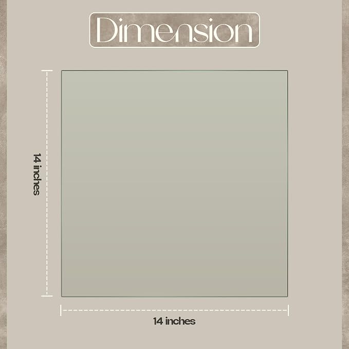 14 inch Square 1/4" Thick Flat Polished Edge Glass Table Top with 6 Bumpers - Tempered, Scratch Resistant & Safety Replacement Glass Designed for Dining, Coffee, Patio & End Tables