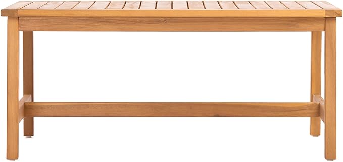 Christopher Knight Home Crew Acacia Wood Outdoor Loveseat and Coffee Table Set, 2 Piece Patio Furniture Set with Removable Cushion, Solid Wood Outdoor Conversation Set, Teak+Beige