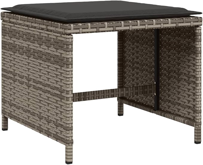 13 Piece Patio Dining Set with Cushions, Space-Saving Rattan Garden Table and Chairs for Backyard Deck, Gray