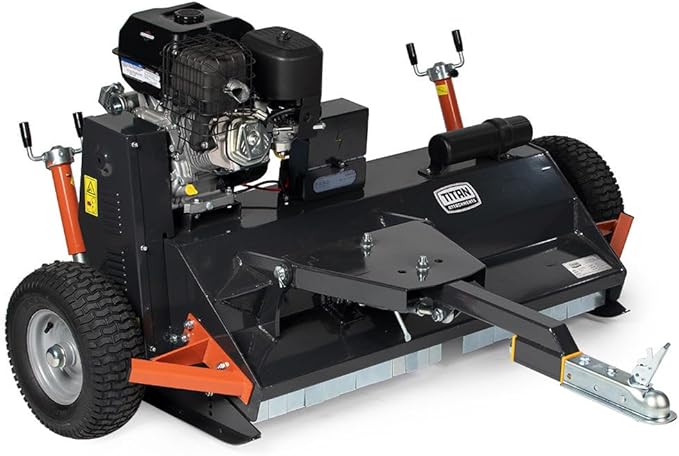 Titan Attachments 48" ATV/UTV Tow-Behind Flail Mower, Briggs and Stratton 420cc XR Professional Series Engine, 13.5 HP, Electric Start, Y-Blades, Mulch and Finish Mower for Uneven Terrain