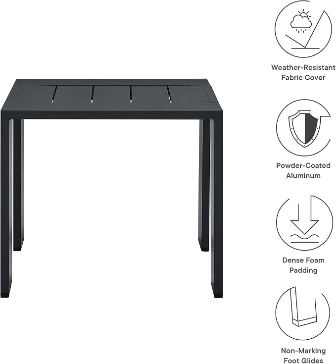 Modway Tahoe Outdoor Patio Powder-Coated Aluminum End Table, Gray