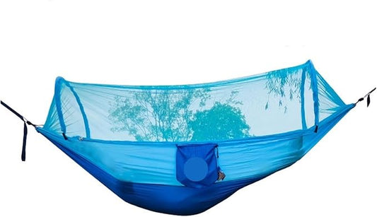Hammocks, Automatic Quick-Opening Mosquito Net Hammock Outdoor Camping Pole Swing,for Outside(Blue)
