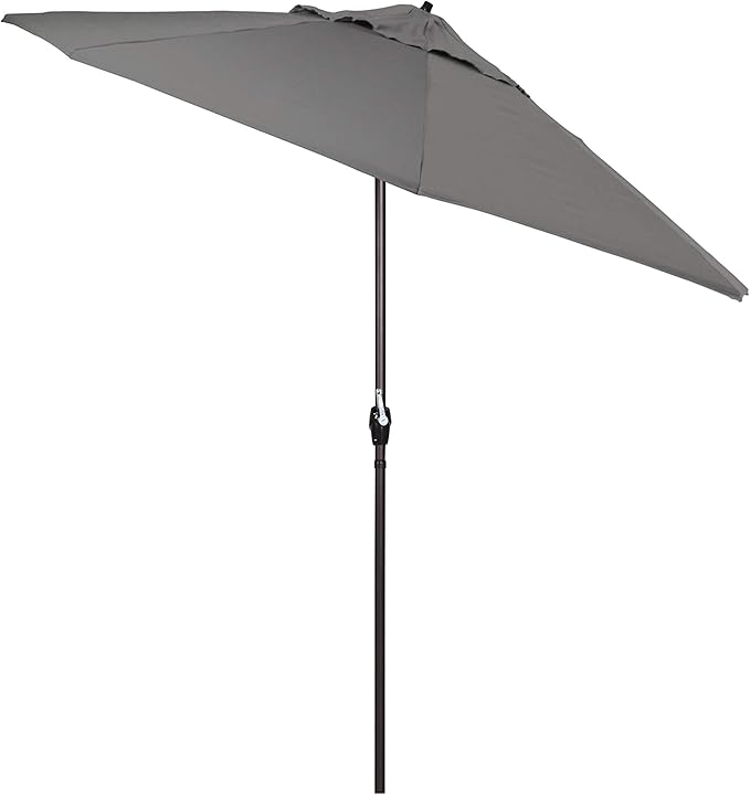 California Umbrella 7.5' Round Sunbrella Aluminum Outdoor Deck, Pool or Patio Umbrella, Crank Lift, Auto Tilt, Bronze Pole, Charcoal