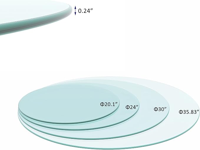 Meihua Glass Table Top, 30 Inch Round 1/4" Thick Round Polished Edge, Tempered Glass Table Outdoor for 360 Degree Rotatable.