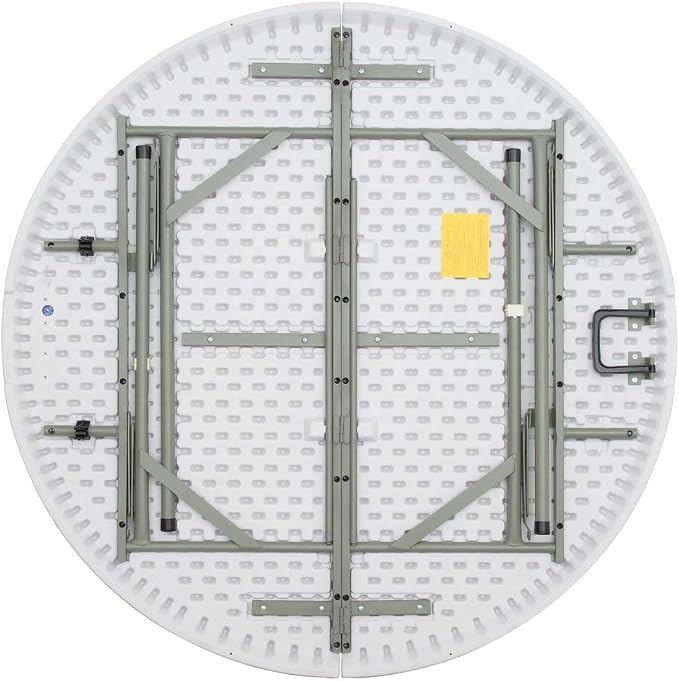 PRO&Family 48" Round Heavy Duty Granite White Plastic Bi-Folding Table Perfect for Indoor, Outdoor, Wedding, Restaurant, School, Hospital, Backyard, Garden, Office