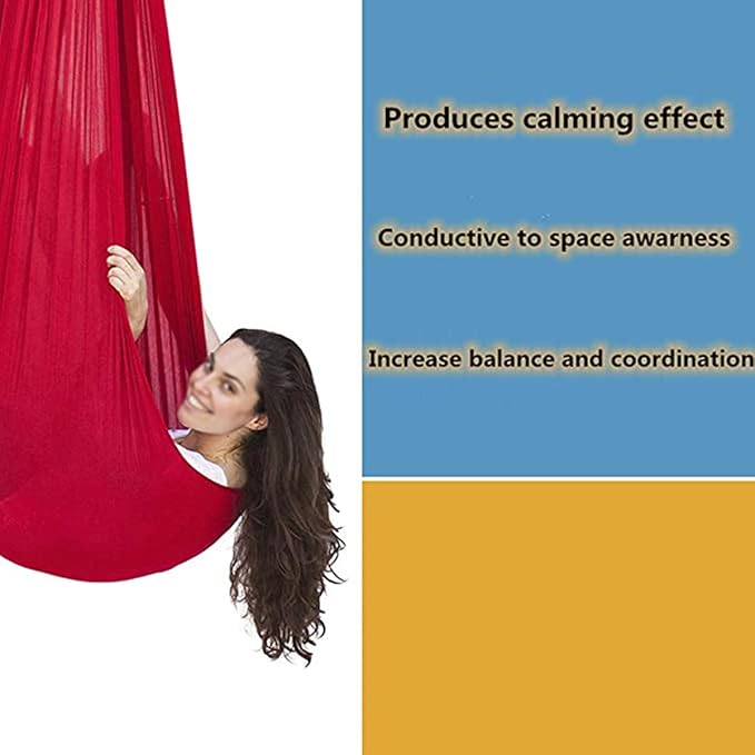 Therapy Sensory Swing Indoor Yoga Hammocks for Children Kids Or Adults Swings Ideal Autism ADHD and SPD Hardware (Color : Green, Size : 150 x 280 cm)