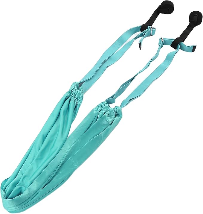 Yoga Hammock Handstand Split Leg Stretchable Aerial Yoga Swing, Adjustable Portable Elastic Hammock with Door Anchors and Straps for Home Gym Yoga Training (Blue)