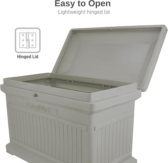RTS Home Accents Parcelwirx Premium Horizontal Storage Cabinet/Package Delivery Drop Box with Hinged Lid, Prestige Pewter