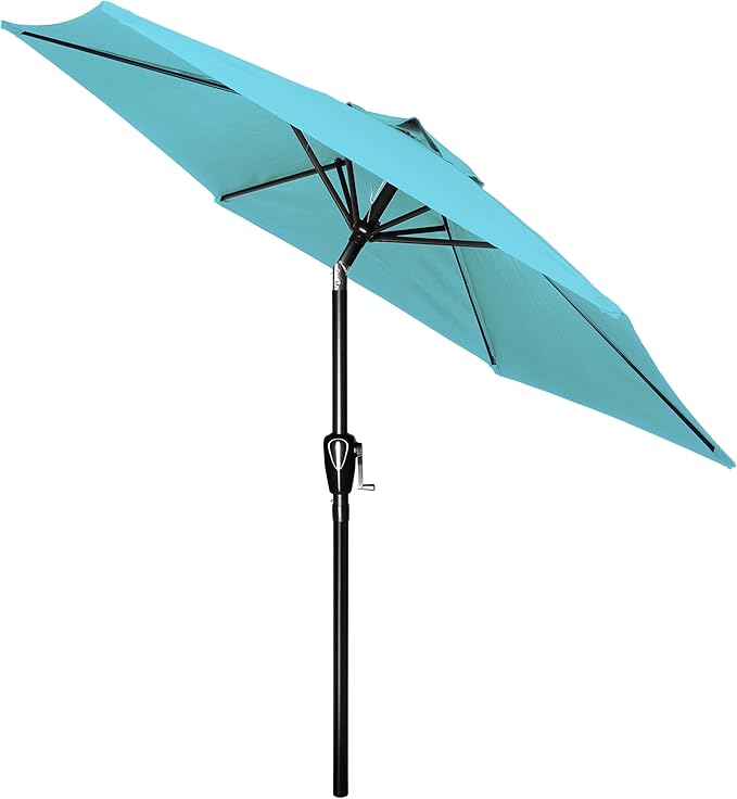 Simple Deluxe 7.5' Patio Umbrella Outdoor Table Market Yard Umbrella with 6 Sturdy Ribs for Backyard, Pool, Garden, Deck, Turquoise