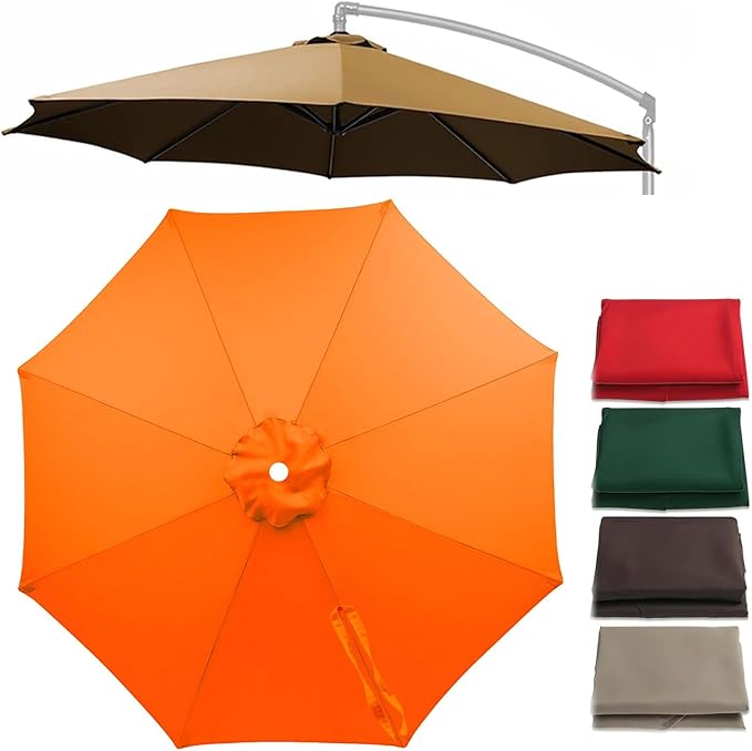 Cantilever Umbrella Replacement Canopy 7.5ft/9ft/10ft/11ft 6/8 Ribs, Fade Resistant Outdoor Offset Patio Umbrella Fabric Cover, Waterproof Shade Top for Deck