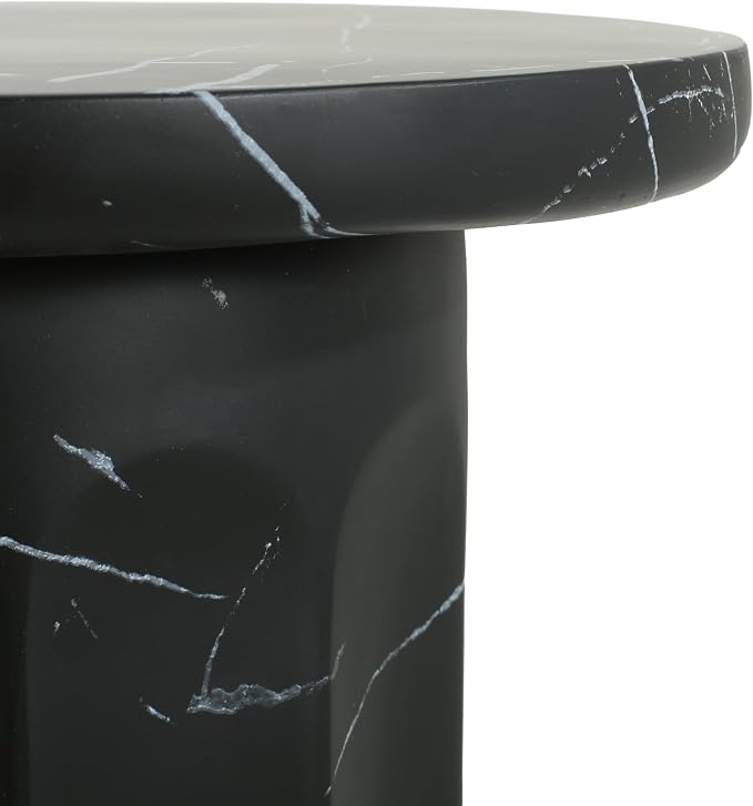 Outdoor Side Table 16" Cylindrical Shape Concrete Side Table, Patio Tables for Outside Decorative Garden Stools, No Assembly Accent Table for Patio Porch Living Room, Black