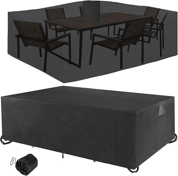 Outdoor Table Furniture Cover Waterproof Rectangle Patio Sectional Couch Set Cover 126" L×63" W×28" H 600D for Lawn Backyard