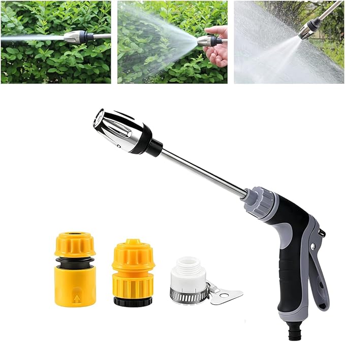 Aquaxis Pressure Washer Wand High Pressure Water Jet Nozzle for Garden Hose, 3 Spray Modes, Turbo Cleaner for Car Washing, Patio, Driveway, Stainless Steel Construction (1 Set)