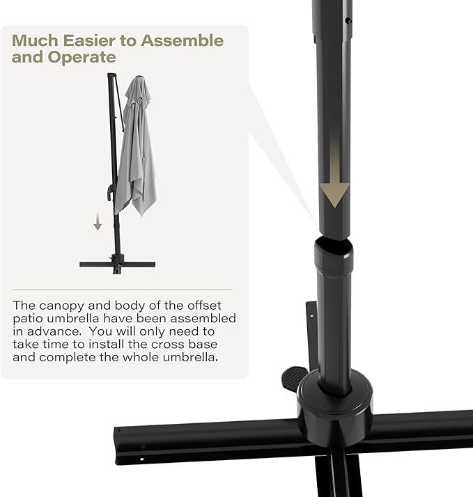 LAUSAINT HOME Patio Umbrella Outdoor, 10 Feet Cantilever Umbrella Aluminum Offset Umbrella with 360-degree Rotation for Backyard, Pool, Lawn, Deck (Square, Gray)