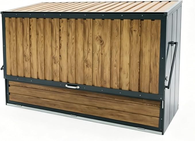 Outdoor Storage Box 594 Gal Galvanized Steel Deck Cabinet, Charcoal Grey