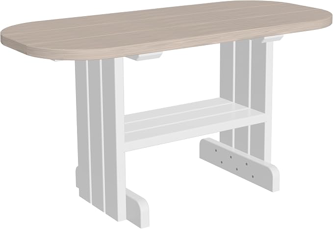 LuxCraft Poly Outdoor Coffee Table, Oval Patio Table with Shelf, Weather Resistant Low Tables for Adirondack Chairs & Outdoor Seating - Amish Made in USA (Birch & White)