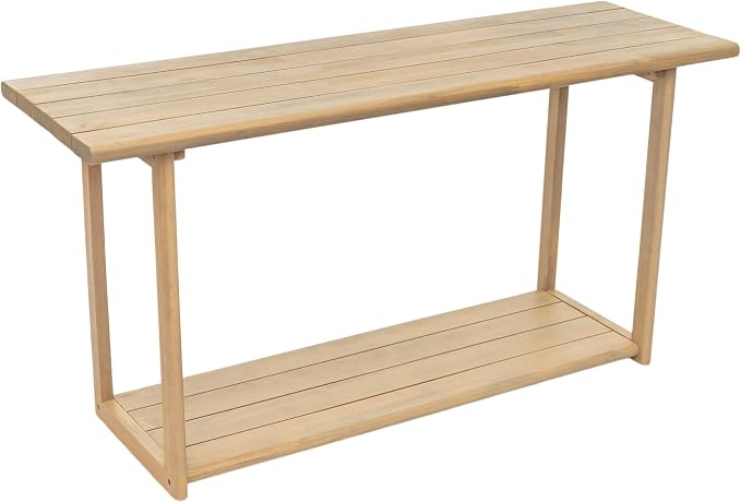 Christopher Knight Home Joei Indoor/Outdoor 2-Tier Console Table, Narrow Console Table for Entryway, Farmhouse Solid Wood Buffet Table with Bottom Shelf, Light Teak