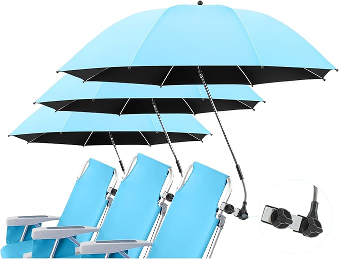 Beach Umbrella, 360 ° Chair Umbrella with Clamp, UPF50+ Shade for Beach, Sand, Patio, Yard (Not Includ Chair)