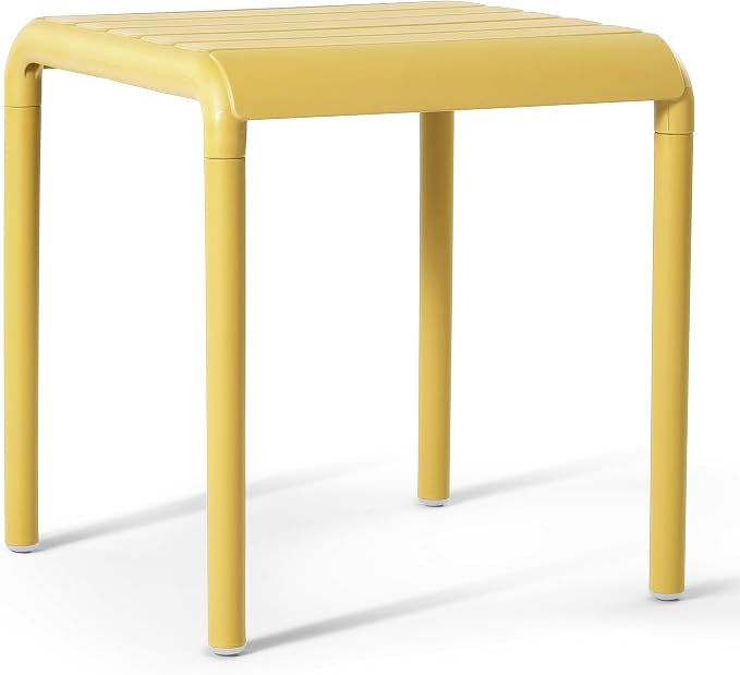 WestinTrends Playa Plastic Modern Outdoor Patio Accent Side Tables (Set of 2), Yellow