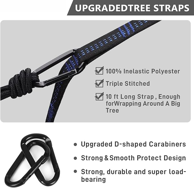 NOBRIM Parachute Portable Hammock Lightweight Camping Hammock Double Nylon Hammock with 2 Tree Straps Swing for Backpacking Outdoor