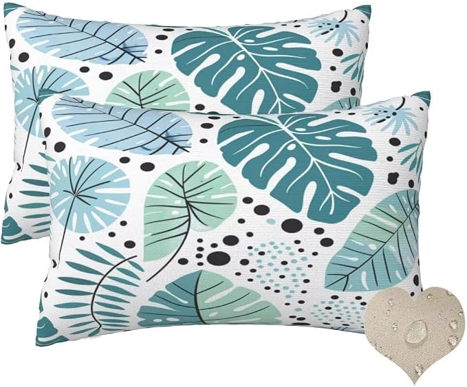 Outdoor Pillows Waterproof Set of 2 Outdoor Pillow Covers 16x24 Inch, Simple Throw Pillows Plants Pillow Covers, Summer Garden Decorative Pillows Outdoor Pillows for Patio Furniture Home Decor -hs150