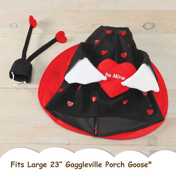 Gaggleville Love Bug Goose Outfit, Fits Large 23" H Statue, Valentine | Ladybug Costume for Lawn D�cor, Polyester, by Fox Valley Traders