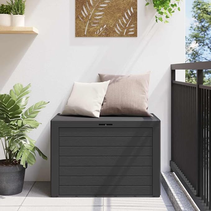 Polypropylene Patio Storage Box Anthracite 38.7x17.3x21.7 Inch Chest for Cushions, Pillows, Blankets, and Garden Tools