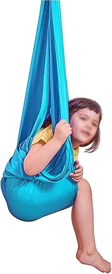 Indoor Sensory Nylon Swing Kids Swings Elastic Hammock for Autism ADHD ADD Up to 100kg Calming Effect On Children (Color : Sky Blue, Size : 100 x 280 cm)