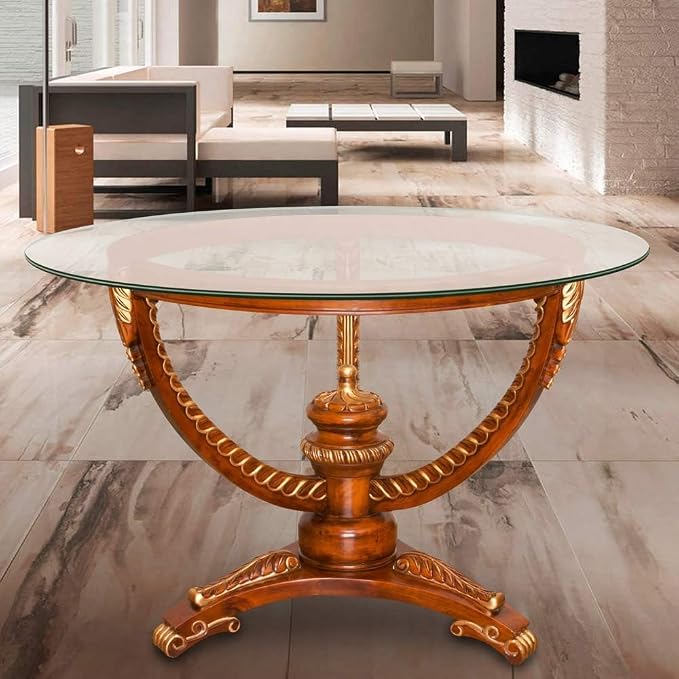Dulles Glass 36 inch Round Glass Table Top - Tempered - 3/8" Thick Glass Surface, Safe Pencil Edge, Multipurpose for Dining Table, Patio, Coffee and End Table