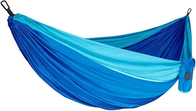 Portable Fabric Single and Double Size Outdoor Camping Hiking Garden Hammock(Single Blue 2)