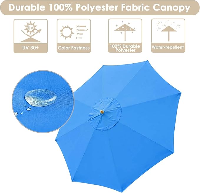 13ft Outdoor Table Umbrella, Market Umbrella, 13Ft XL German Beech Wooden Patio Umbrella, Outdoor Patio Umbrella for Beach Yard Garden Wedding Cafe Garden