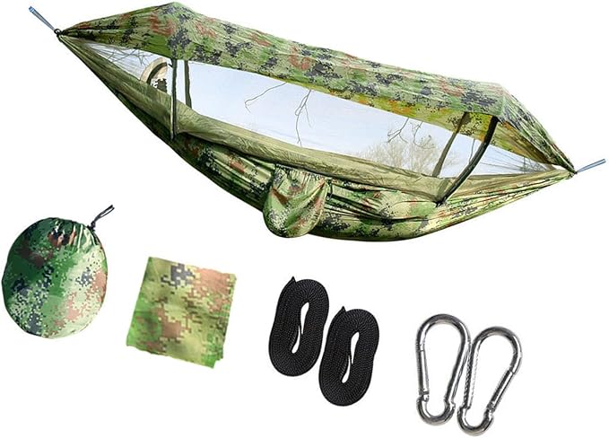 Quick Setup Hammock Including Netting and Canopy Perfect for Backyard or Holiday Sun Shelter Hammock