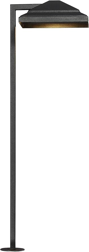 John Timberland Basset 23" High Modern Outdoor Landscape Path Light Porch House Exterior Outside LED Bulb Weatherproof Textured Black Finish Aluminum Metal Shade Front Door Patio Garage Home