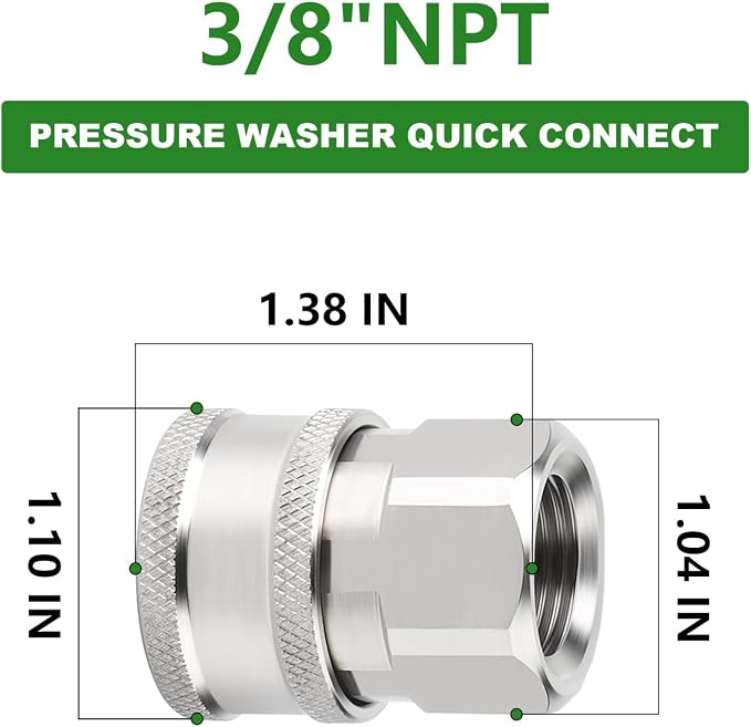 TAISHER 4PCS 304 Stainless Steel 1/4" Female NPT High Pressure Washer Quick Connect Coupler for Pressure Washing Gun Hose Accessories
