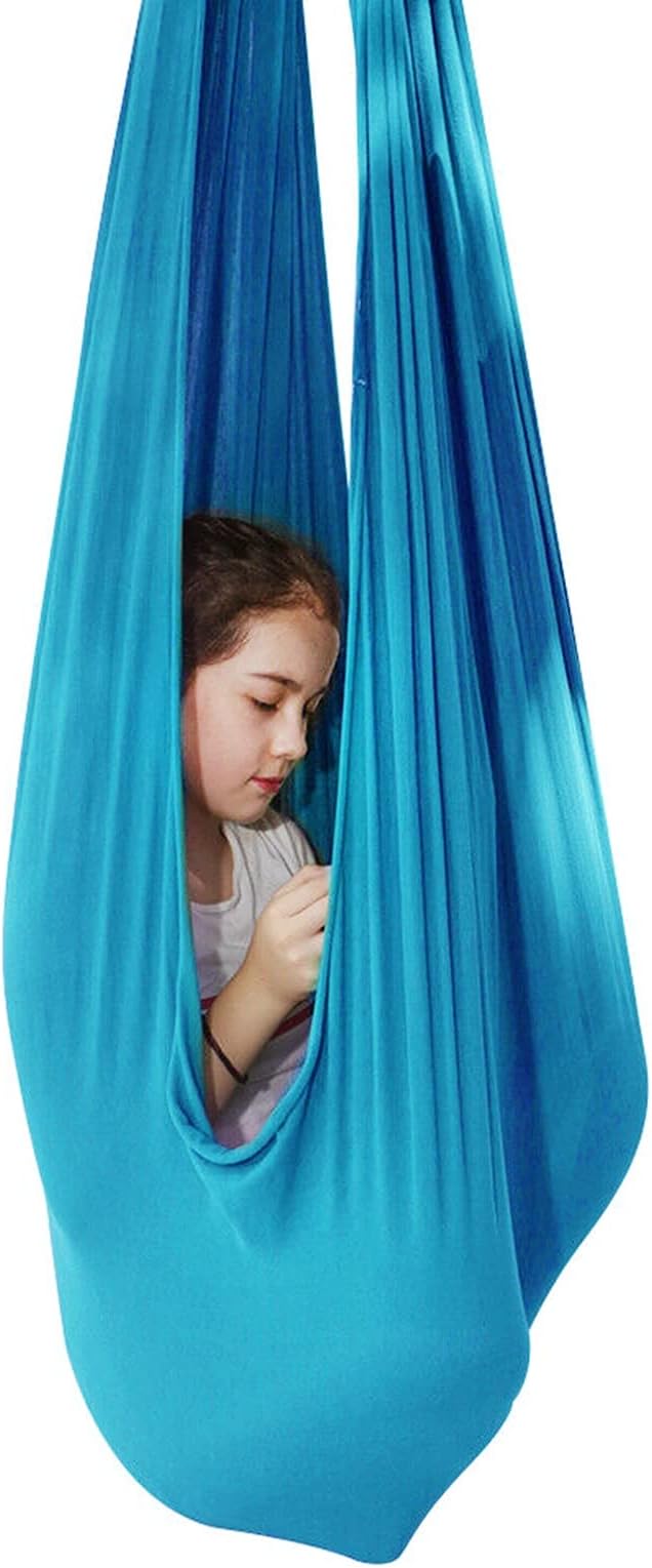 Sensory Swing for adults Indoor kids Therapy Swing Adjustable Calming Snuggle Hammock durable soft strong fabric swing Great for Sensory Integration stimulation ( Color : Sky blue , Size : 1.5M x 2.8M